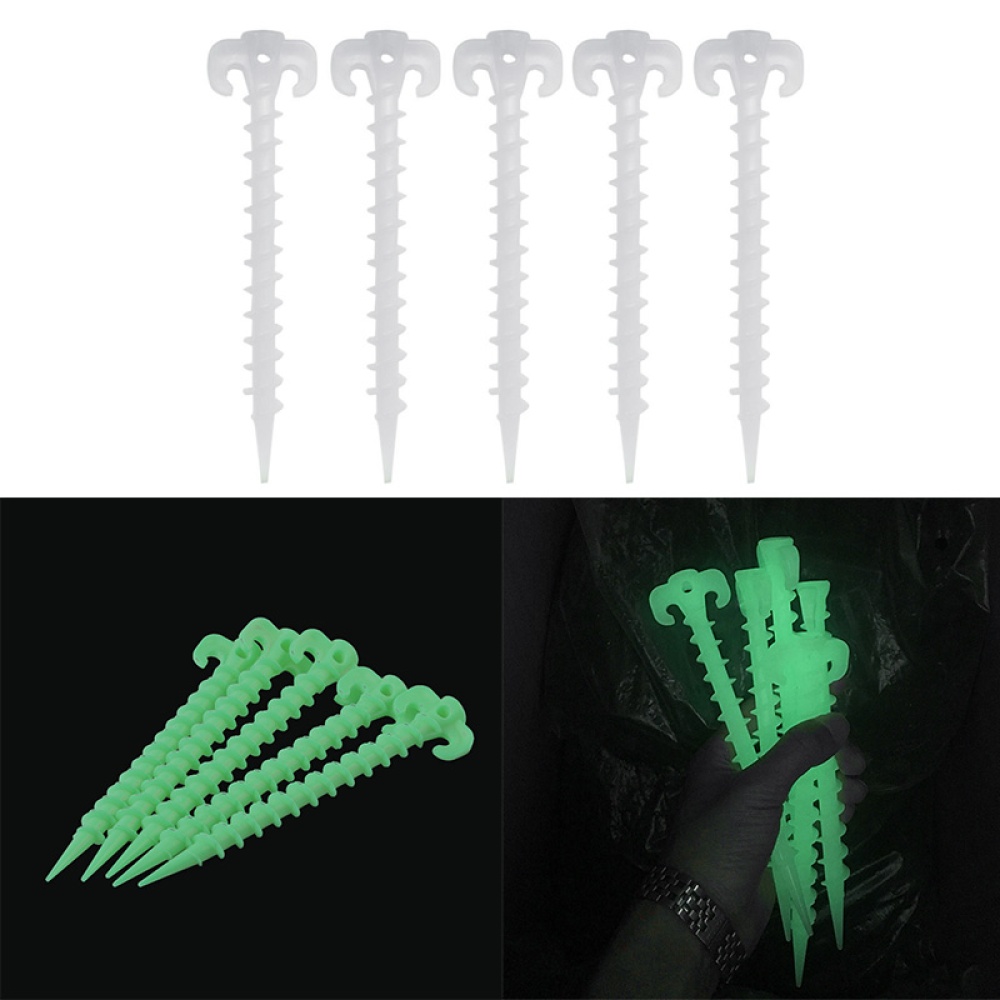 5Pcs Luminous Screw Pegs Outdoor Camping Hiking Fishing Spiral Nails Luminous_3-4 people - Image 2