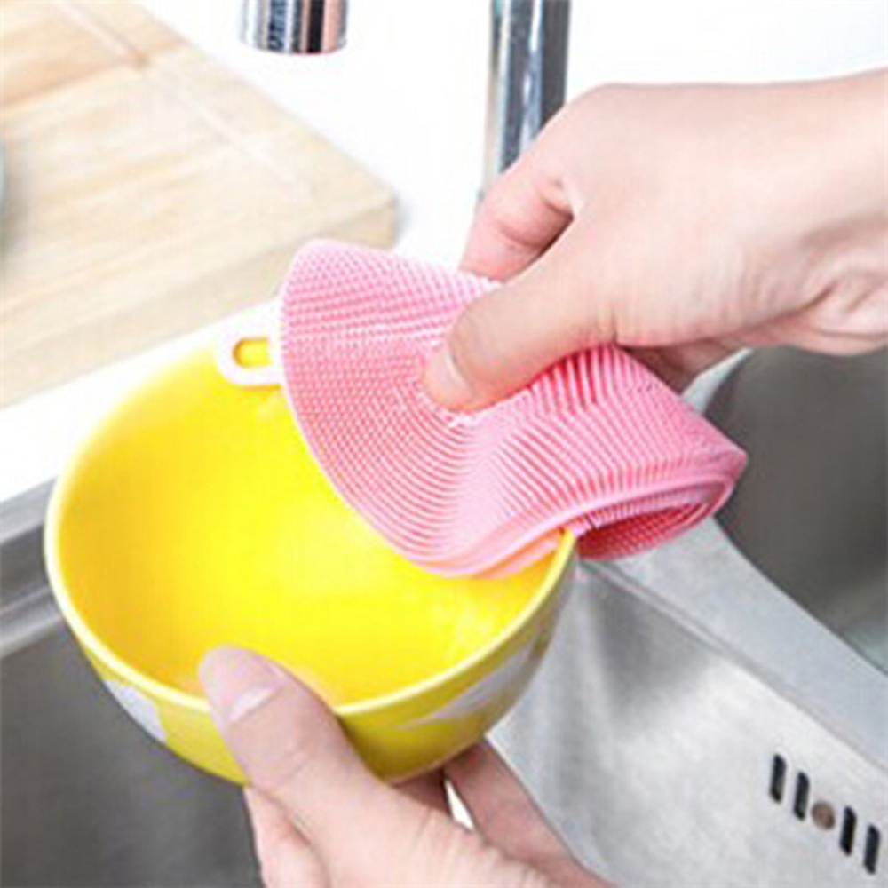 Soft Silicone Dish Washing Sponge Scrubber Brush Kitchen Double Side Cleaning Antibacterial Tool Random Color - Image 3