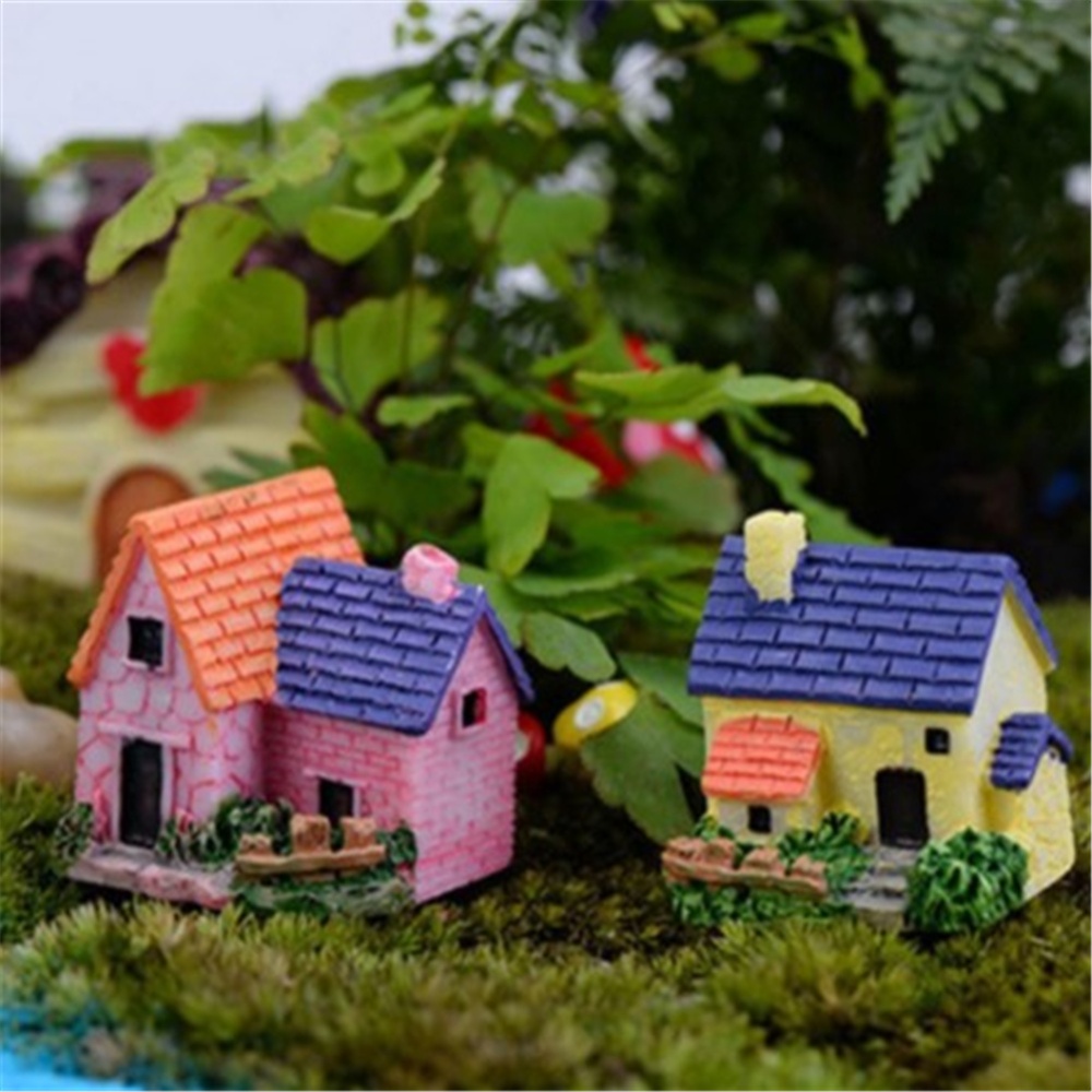 Resin Mini Fairy Tale Garden Thatched House Decoration Ornaments Random color - Image 3