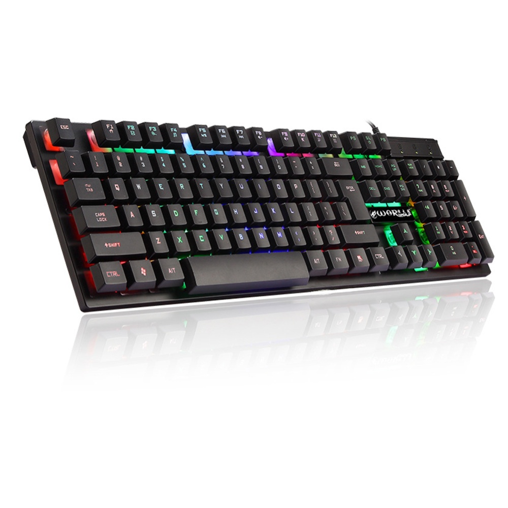 104 Keys USB Wired Pro Gaming Keyboard with 7 Colors LED Backlit for PC Desktop Black character glow version - Image 2