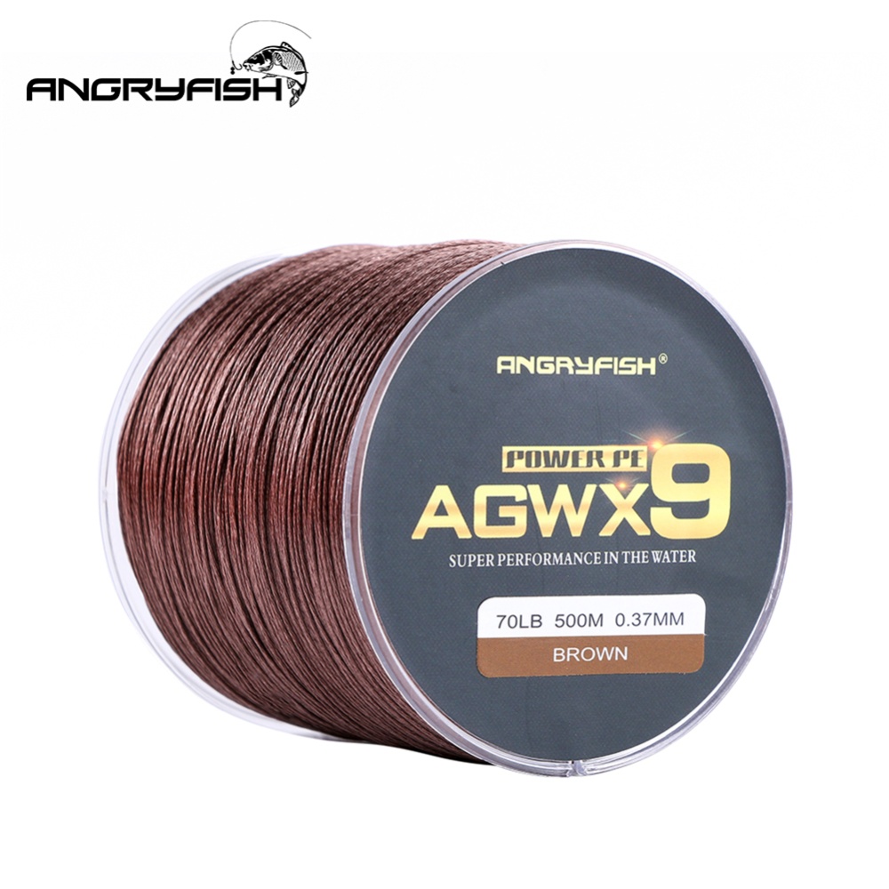 ANGRYFISH Diominate X9 PE Line 9 Strands Weaves Braided 500m/547yds Super Strong Fishing 15LB-100LB Brown 3.5#: 0.30mm/50LB - Image 3