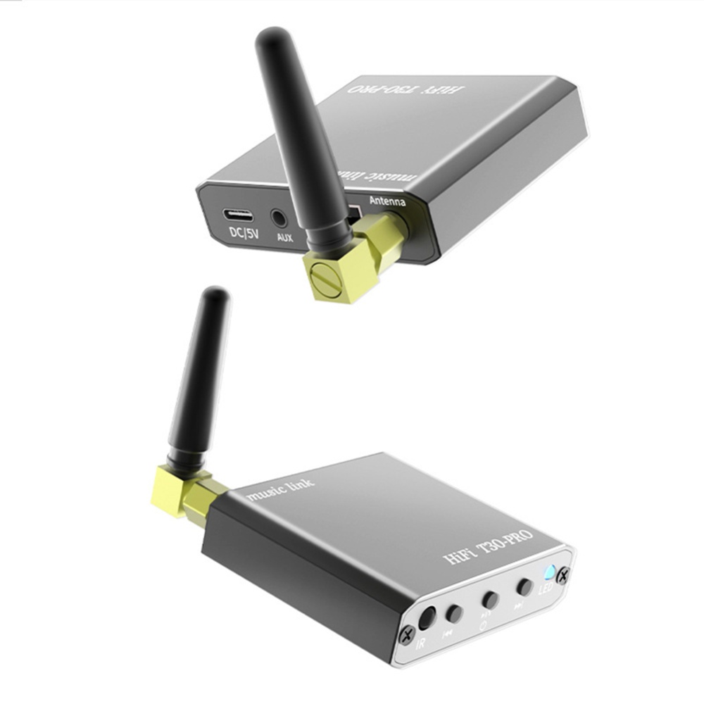 Bluetooth-compatible Receiver Aux Audio Adapter Power Amplifier 3.5mm Wireless Converter Hands-free Call T30 grey