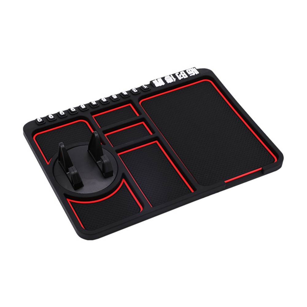 4 In 1 Multifunctional Car Phone Holder Anti-slip Pad Navigation Dashboard Wear-resistant Mat Supplies Universal Application Red - Image 2