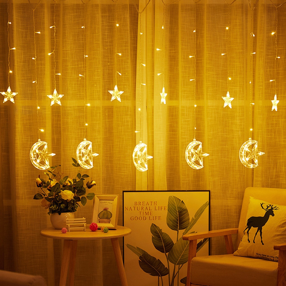 3.5m LED Light String Atmosphere Lamp Star Moon Waterproof PVC Curtain Decoration - Image 2