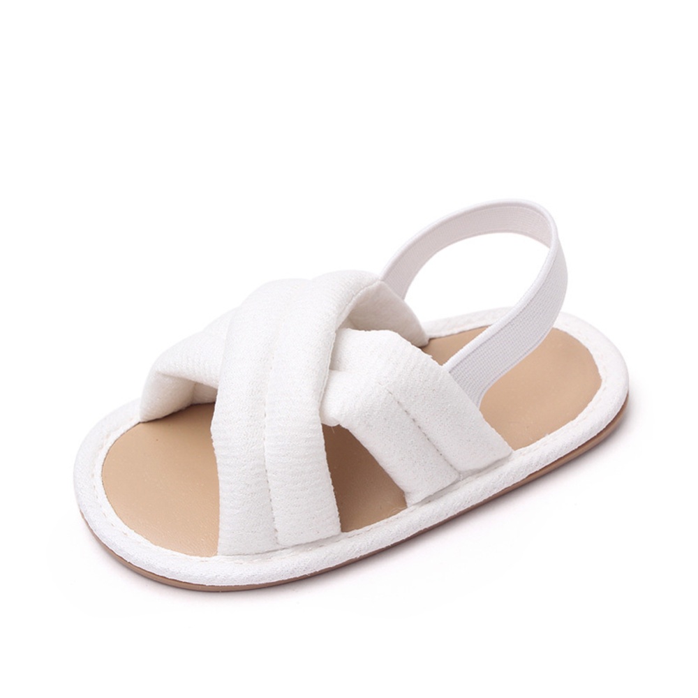 Summer Girls Sandals Anti-slip Soft Sole Breathable First Walkers Shoes Pu Leather Low Top Toddler White 9-12M sole length 13cm - Image 3