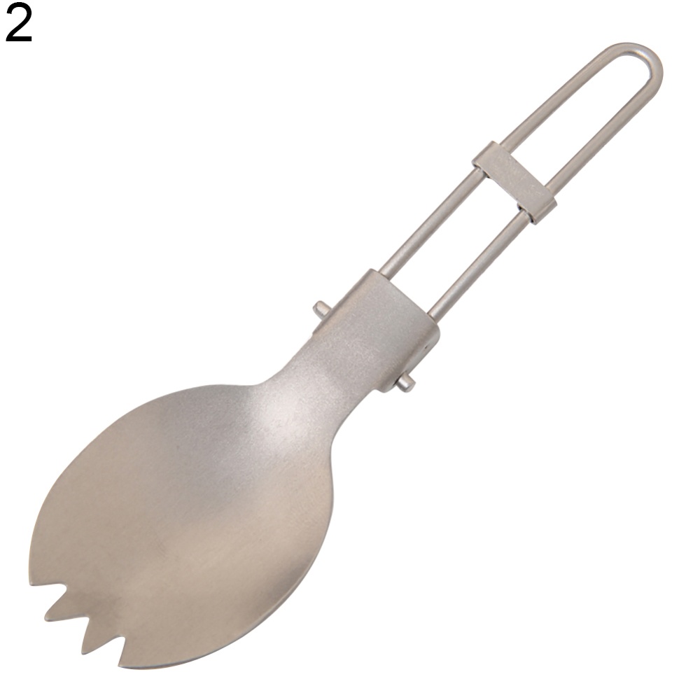 Titanium Folding Spoon Camping Travel Tablewares Outdoor Picnic Hiking Convenient Pure Toothed spoon - Image 3