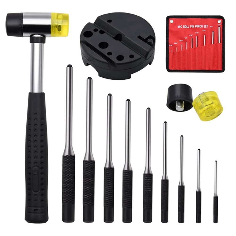 Professional Roll Pin Punch Tools Set With Hammer Woodworking Removing Repair Storage Pouch punch + 25MM rubber double-sided hammer two acce - Image 2