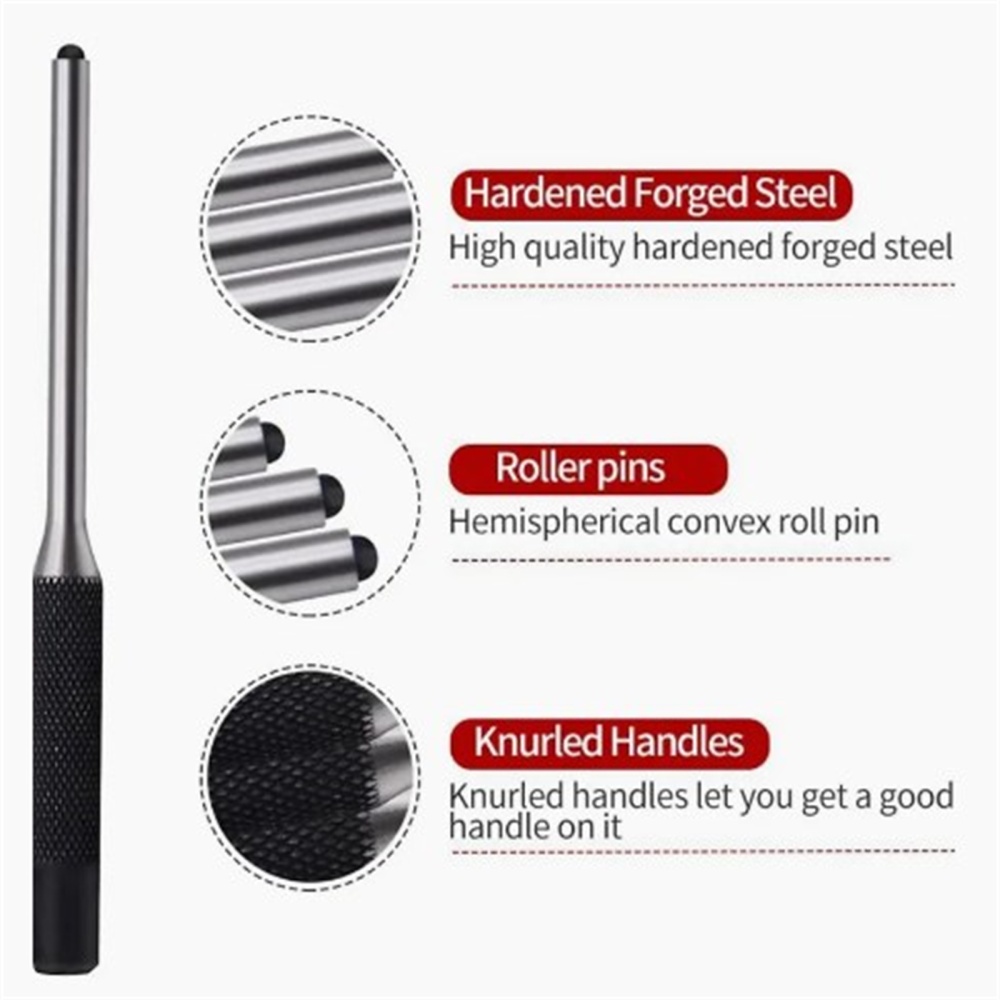 Professional Roll Pin Punch Tools Set With Hammer Woodworking Removing Repair Storage Pouch punch + 25MM rubber double-sided hammer two acce - Image 3