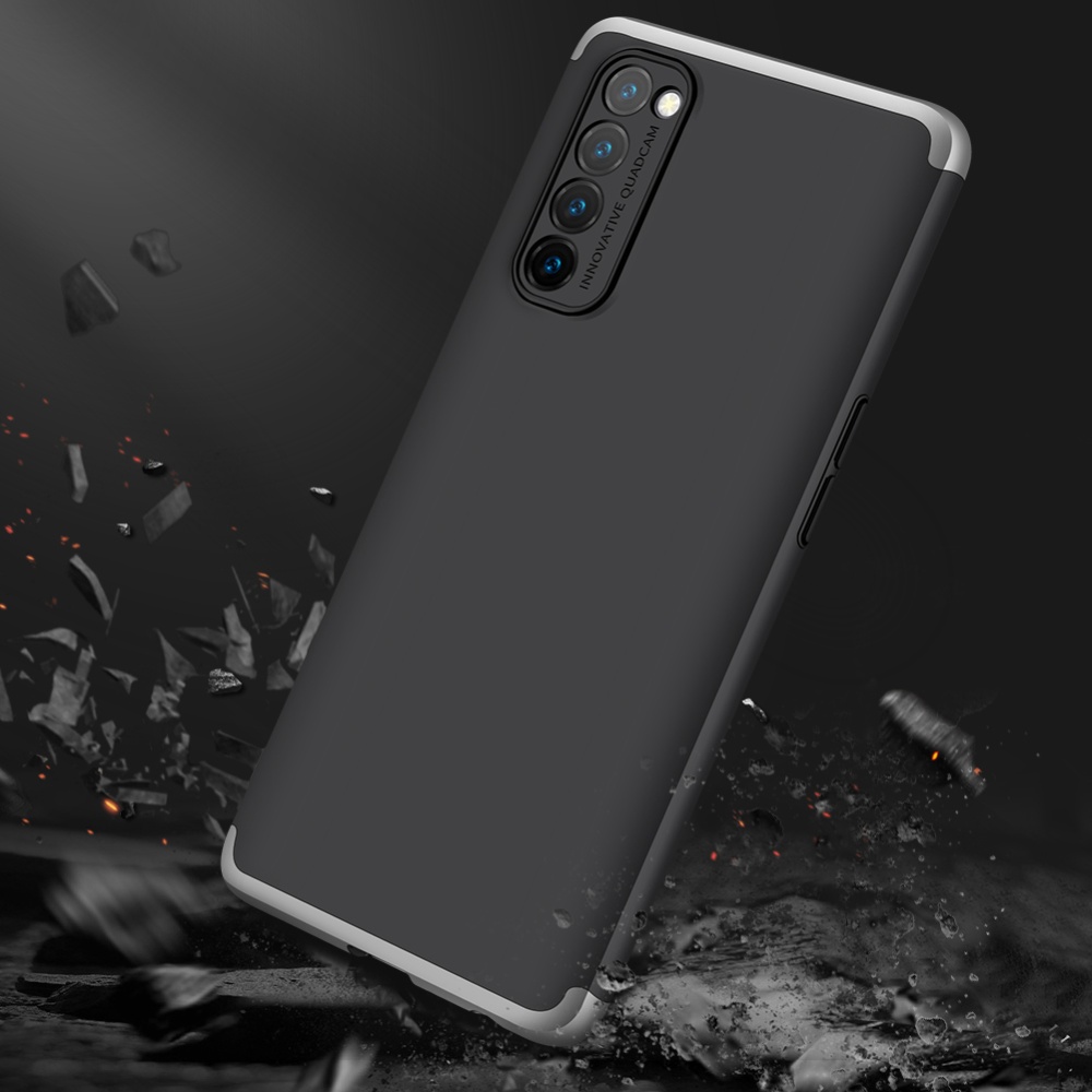 For OPPO Reno 4 /Reno Pro International Edition Mobile Phone Cover 360 Degree Full Protection Case Silver black silver - Image 3