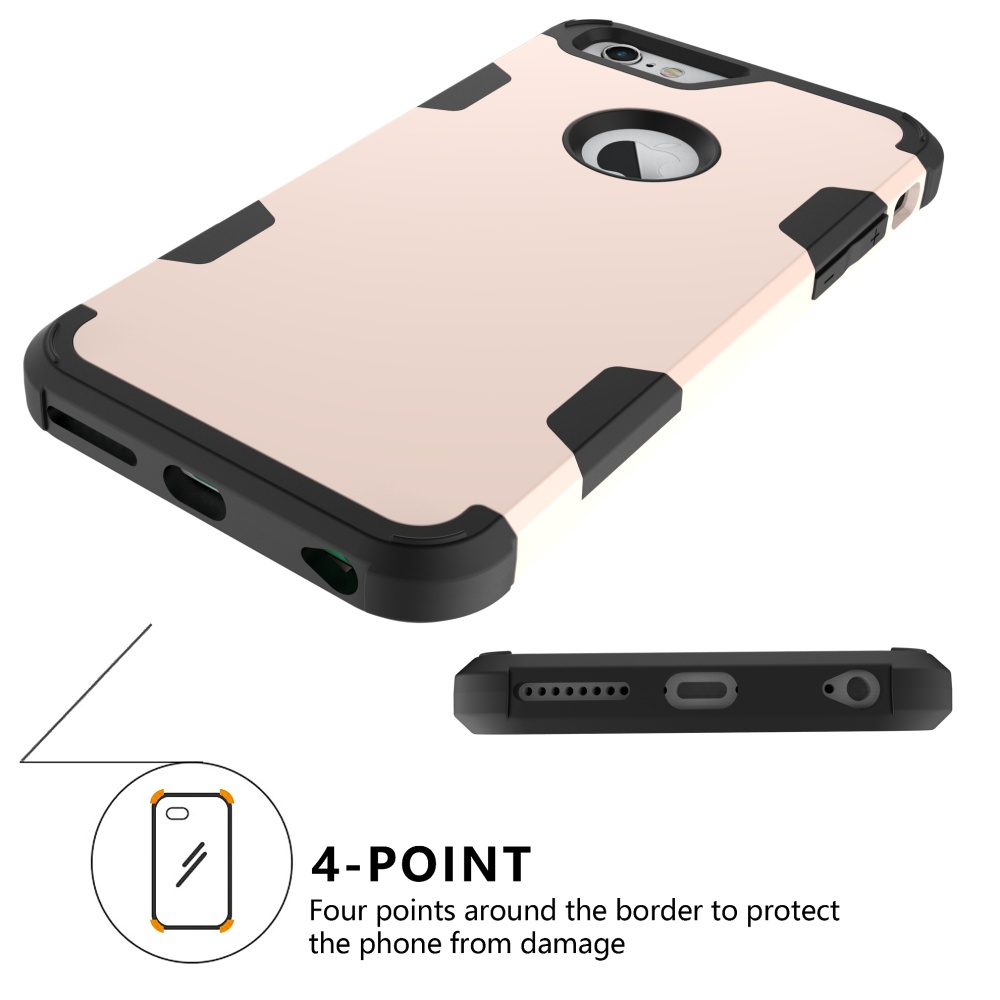 For iPhone 6 plus/6S plus PC+ Silicone 2 in 1 Hit Color Tri-proof Shockproof Dustproof Anti-fall Protective Cover Back Case Gold + black - Image 3