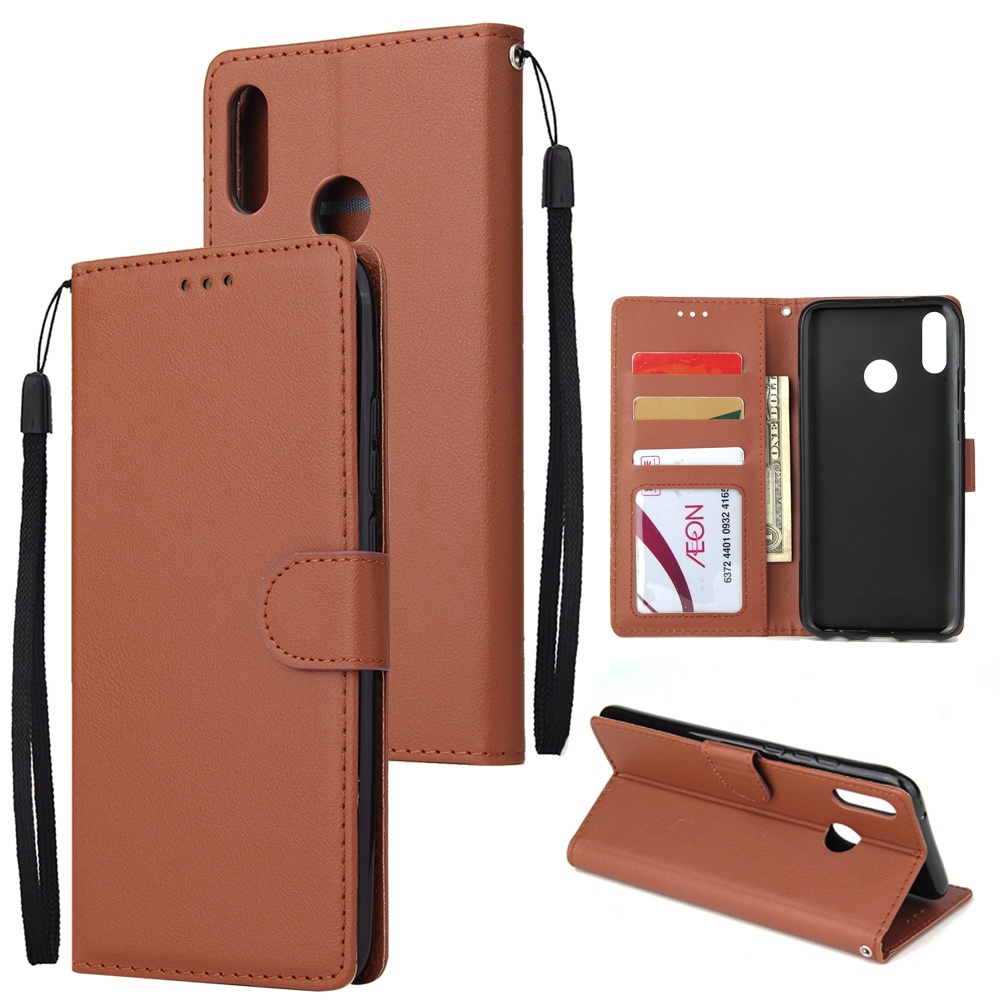 For HUAWEI Y9 2019 Flip-type Leather Protective Phone Case with 3 Card Position Buckle Design Cover red - Image 3