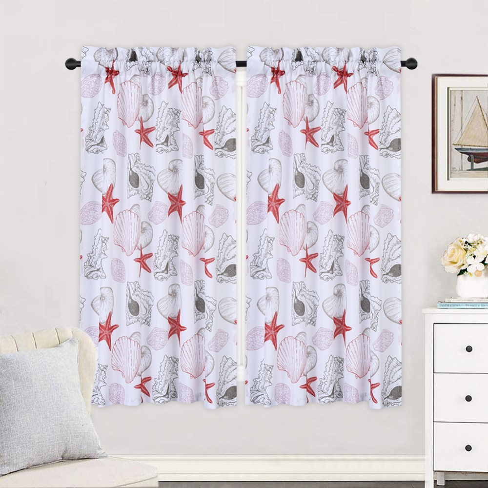 Haperlare 2PCS Window Tiers Waterproof Polyester Starfish Print Small Curtains Set For Kitchen, Living Room, etc - Image 2