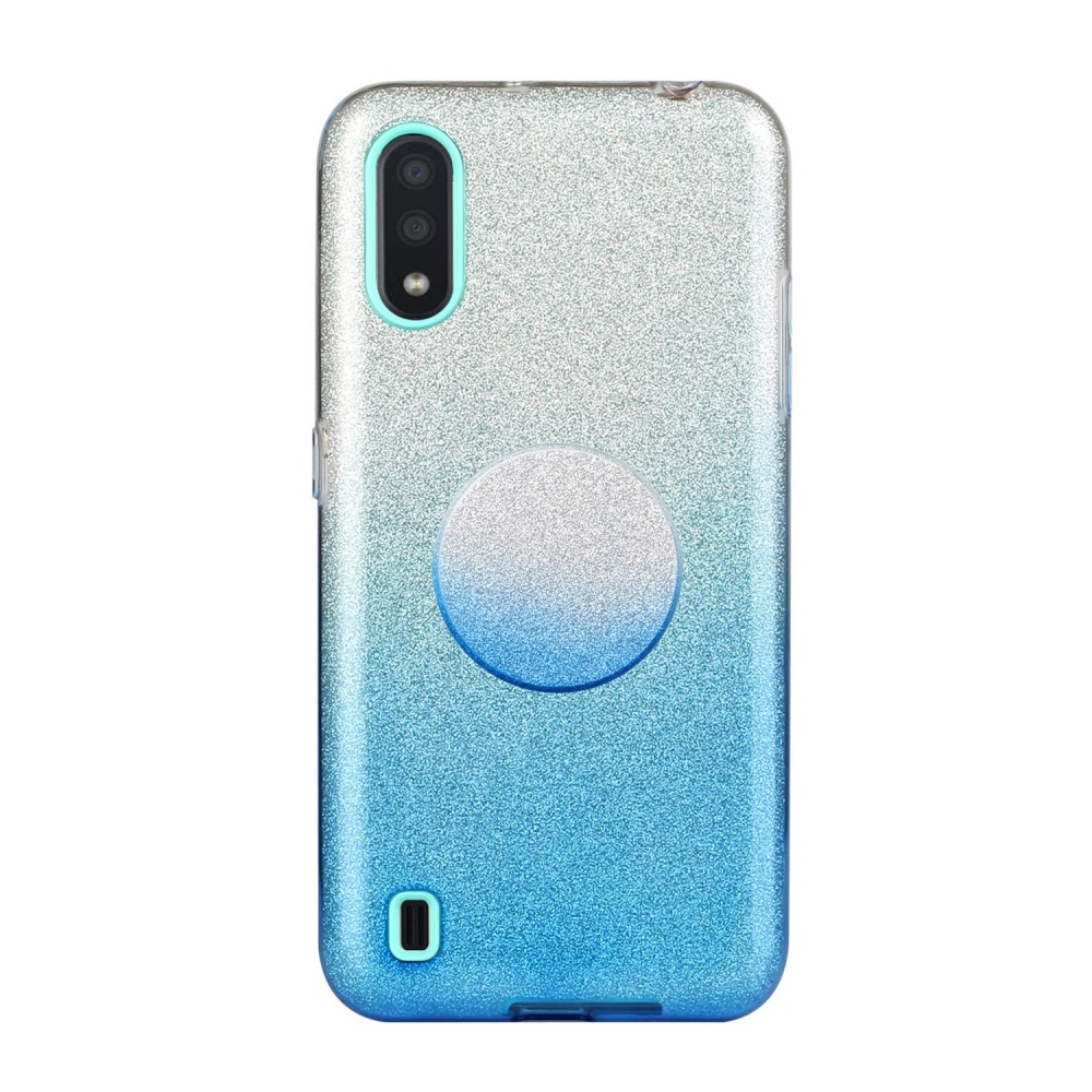 For Samsung A01/A11 European version/A31/A71 Phone Case Gradient Color Glitter Powder Cover with Airbag Bracket blue - Image 3