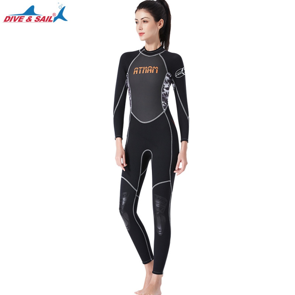 Diving Suit 3M Siamese Long Sleeve High Elastic Warm Anti Jellyfish Black/white camouflage_L - Image 2