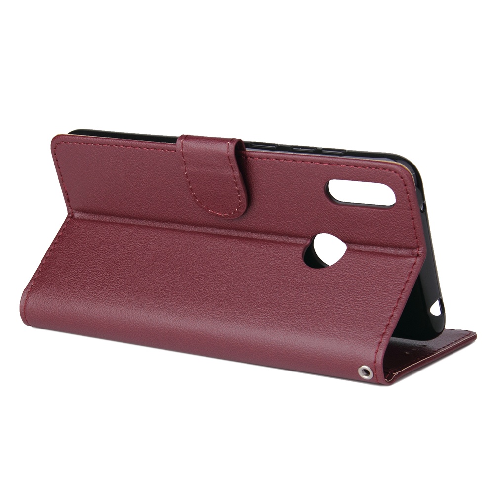 For HUAWEI Enjoy 9/ Y7 2019 /Y7 PRO 2019/Y7 PRIME Flip-type Leather Protective Phone Case with 3 Card Position Buckle Design Cover Red wine - Image 3