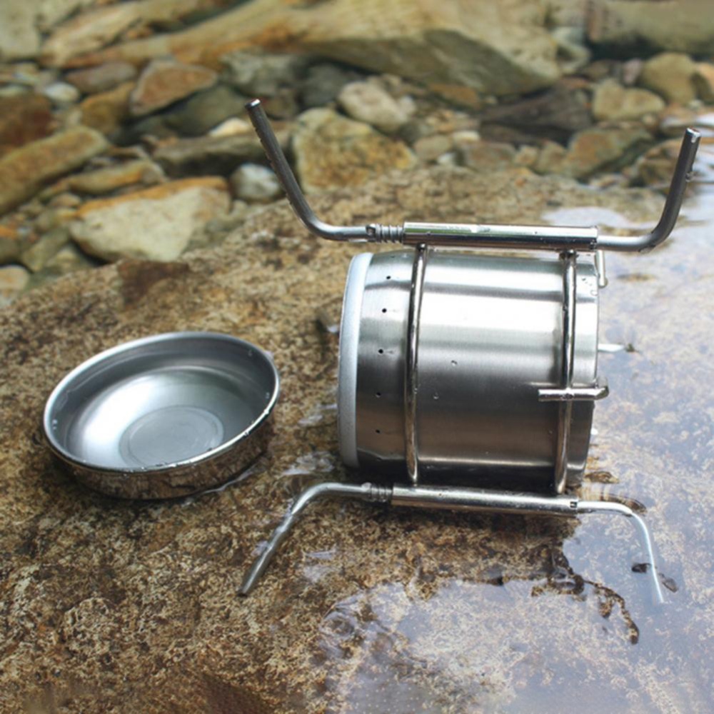 Camping Picnic Stove Stainless Steel Outdoor Alcohol Portable Liquid Burner Furnace Hot Pot Cooker true color - Image 3