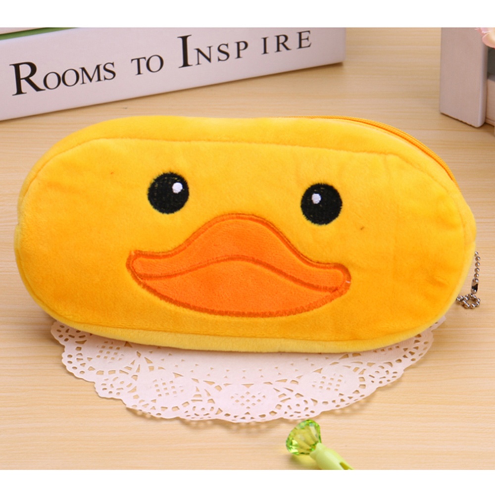 Cute Cartoon Pencil Bag Plush Large Pen Case Kids School Stationery Supplies Yellow duck - Image 3