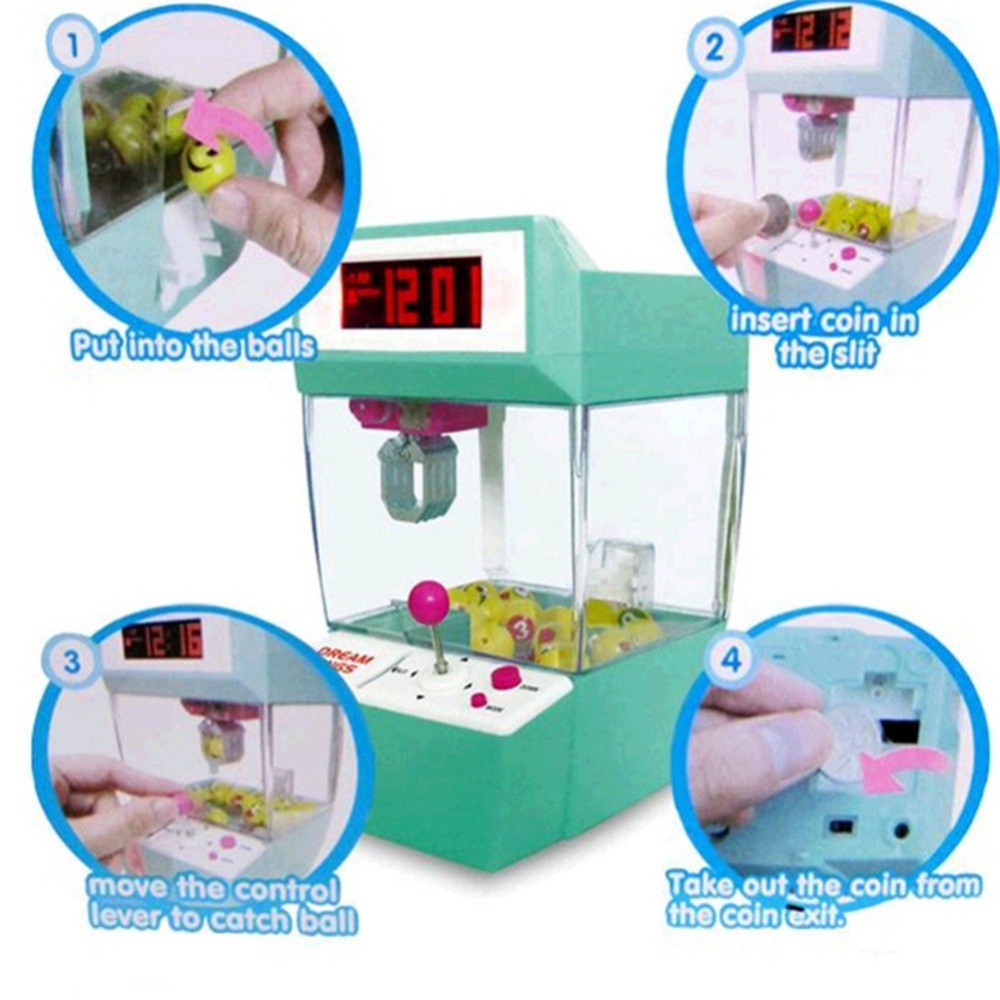 Mini Candy Grabber Catcher Crane Lazy Person Alarm Clock Machine Arcade Sanwa Practical Board Games Pink - Image 3