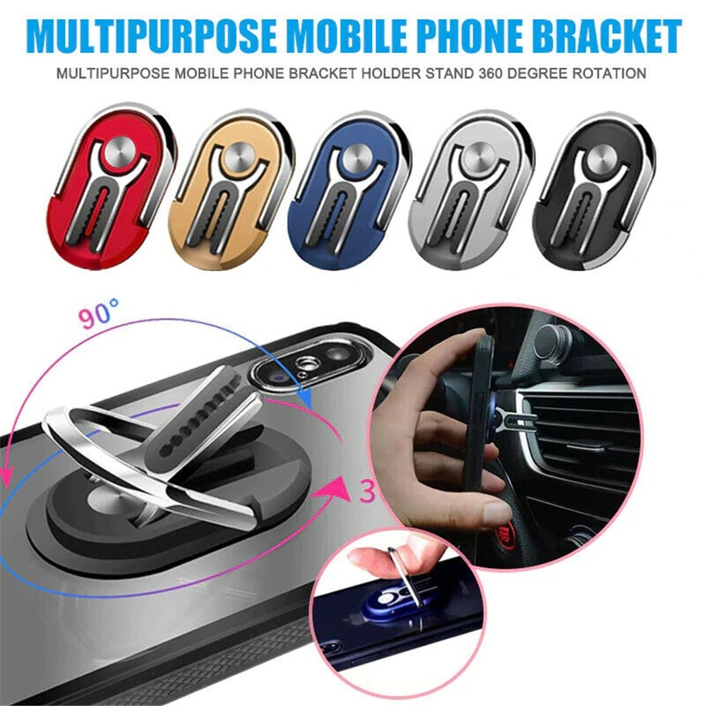 In-Car Smartphone Stand Multifunction Phone Holder Vehicle Air Outlet Grip Mount Rotatable Finger Ring Car Accessories black - Image 3