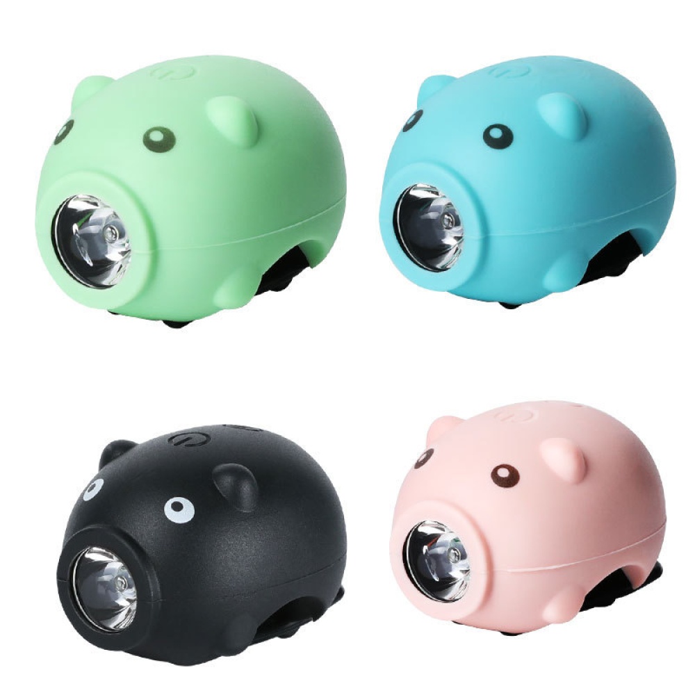 Cute Bycycle Headlight Usb Rechargeable Kids Bike Front Lights With 5 Molde Horn Cycling Led Flashlight Lamp Black - Image 2