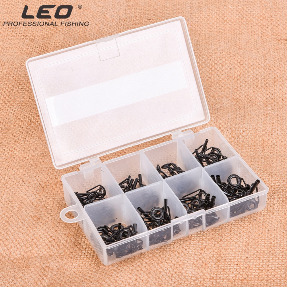 80pcs 8 Sizes Fishing Rod Pole Guide Tip Set Stainless Steel Ceramic Top Ring Lure Tool Kit Black - Image 3