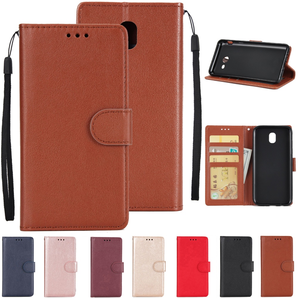 For Samsung J7 PLUS/J7+ Full Protective Clip Case Cover PU Stylish Shell with Card Slot wine Red - Image 3