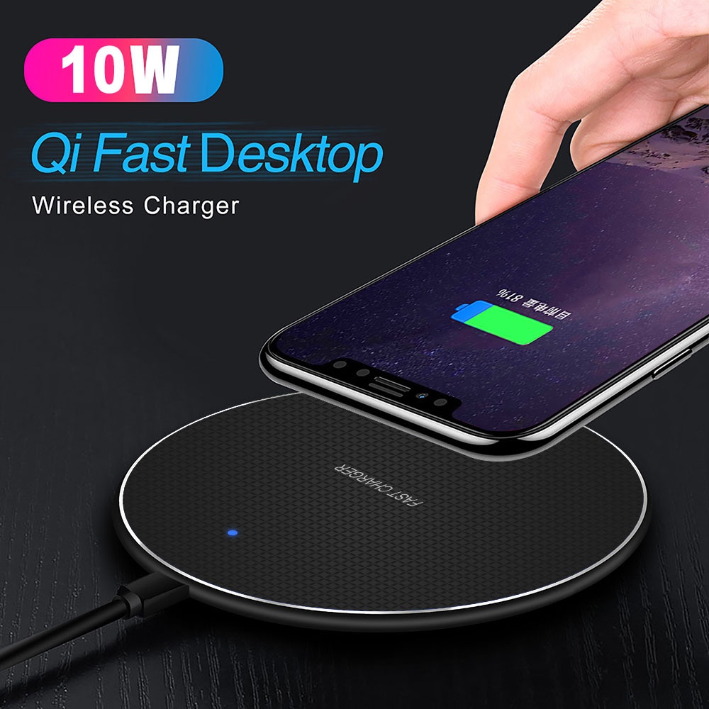 10W Super Thin Qi Wireless Phone Charger Pad Fast Charging Holder black - Image 3