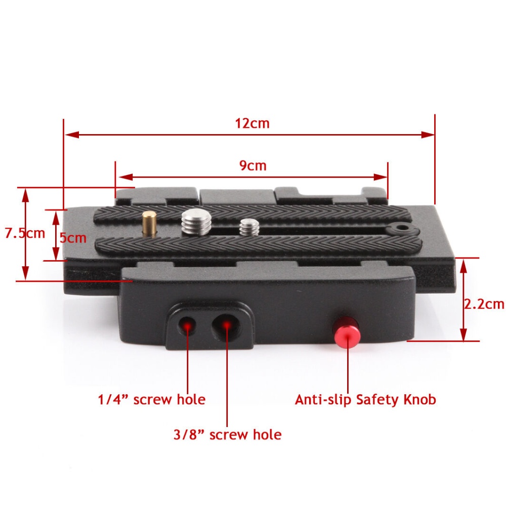 P200 Quick Release QR Clamp Base Plate for Manfrotto 500 AH 701 503 HDV 577 black - Image 3