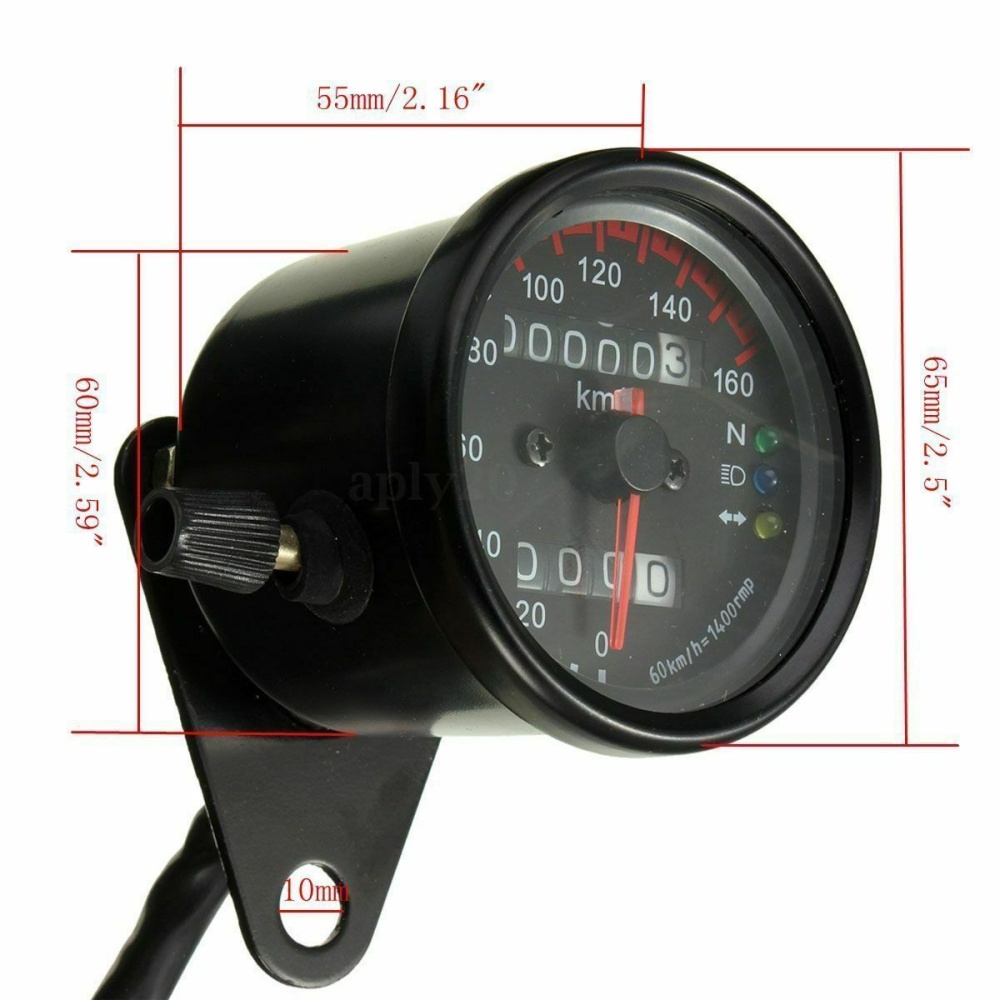 Motorcycle Odometer Speedometer Tachometer Speedo Meter LED For Honda Cafe Racer black - Image 3