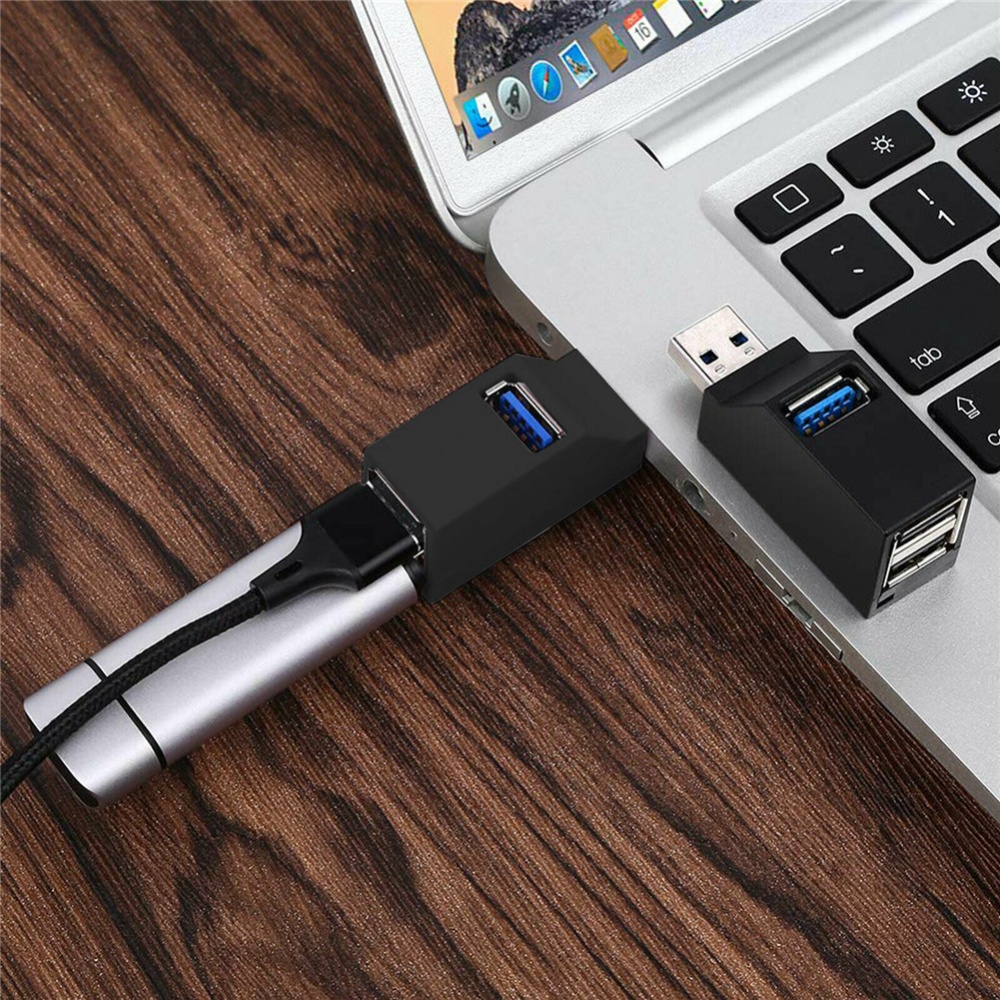 3 Ports USB 2.0/3.0 Mini High Speed Hub Ultra Thin Data Transmission Adapter Black 3.0 - Image 3