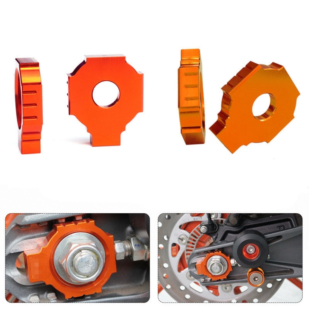 Motorcycle CNC Rear Axle Blocks Chain Adjuster for KTM DUKE125 200 390 Orange - Image 3