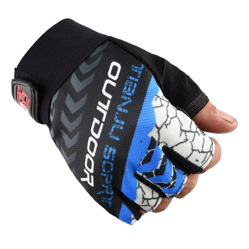 1 Pair Nylon Half Finger Gloves For Men Women Mountain Bike Fishing Fitness Yoga Non-slip blue - Image 2