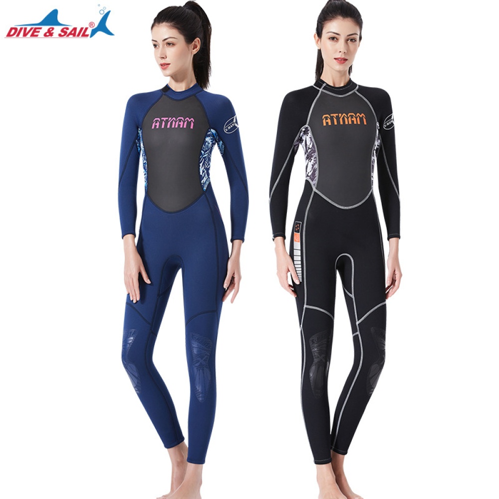 Diving Suit 3M Siamese Long Sleeve High Elastic Warm Anti Jellyfish Blue/blue camouflage_L - Image 3