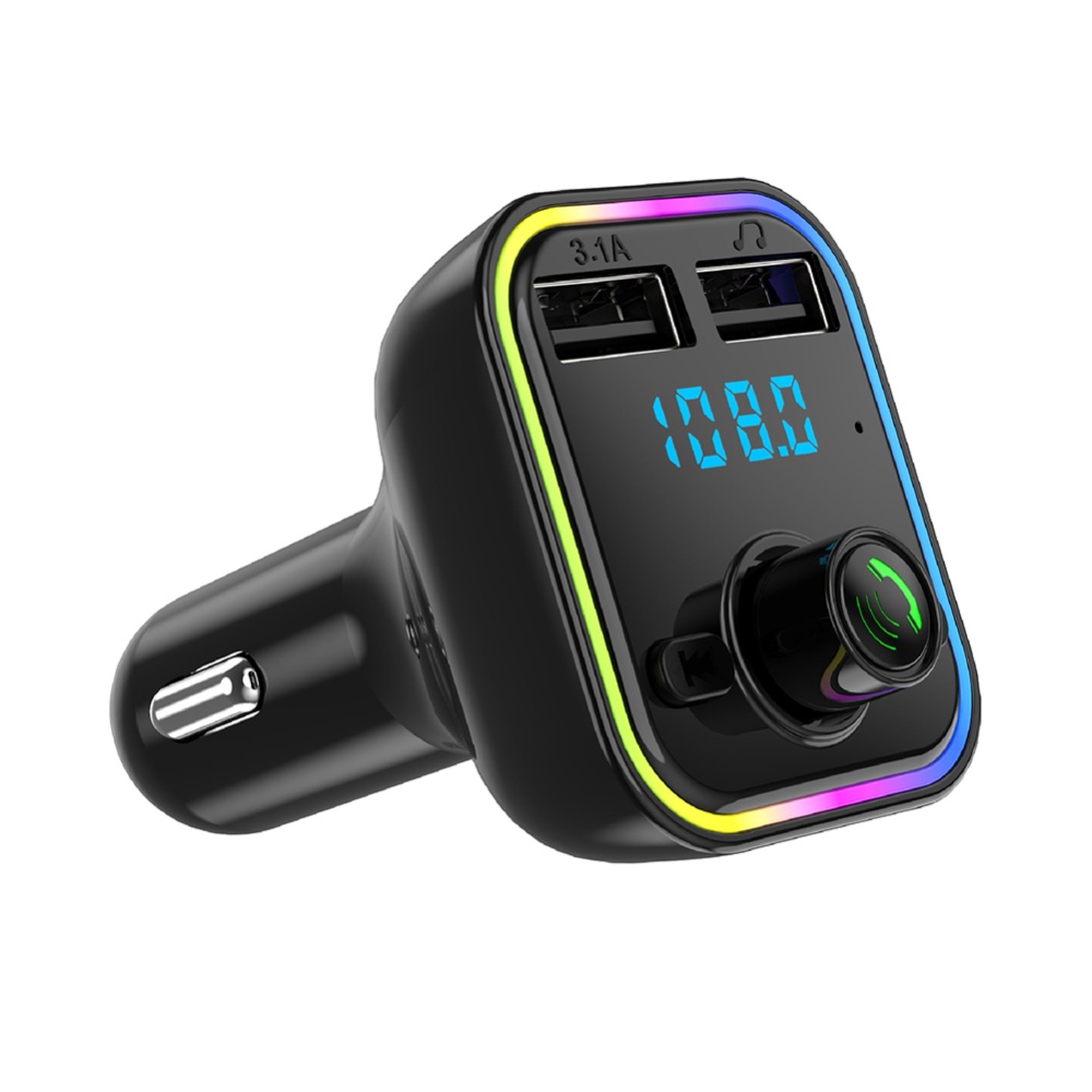 Car Bluetooth-compatible Fm Transmitter Dual Usb Charger Voltage Display Wireless Adapter black - Image 2