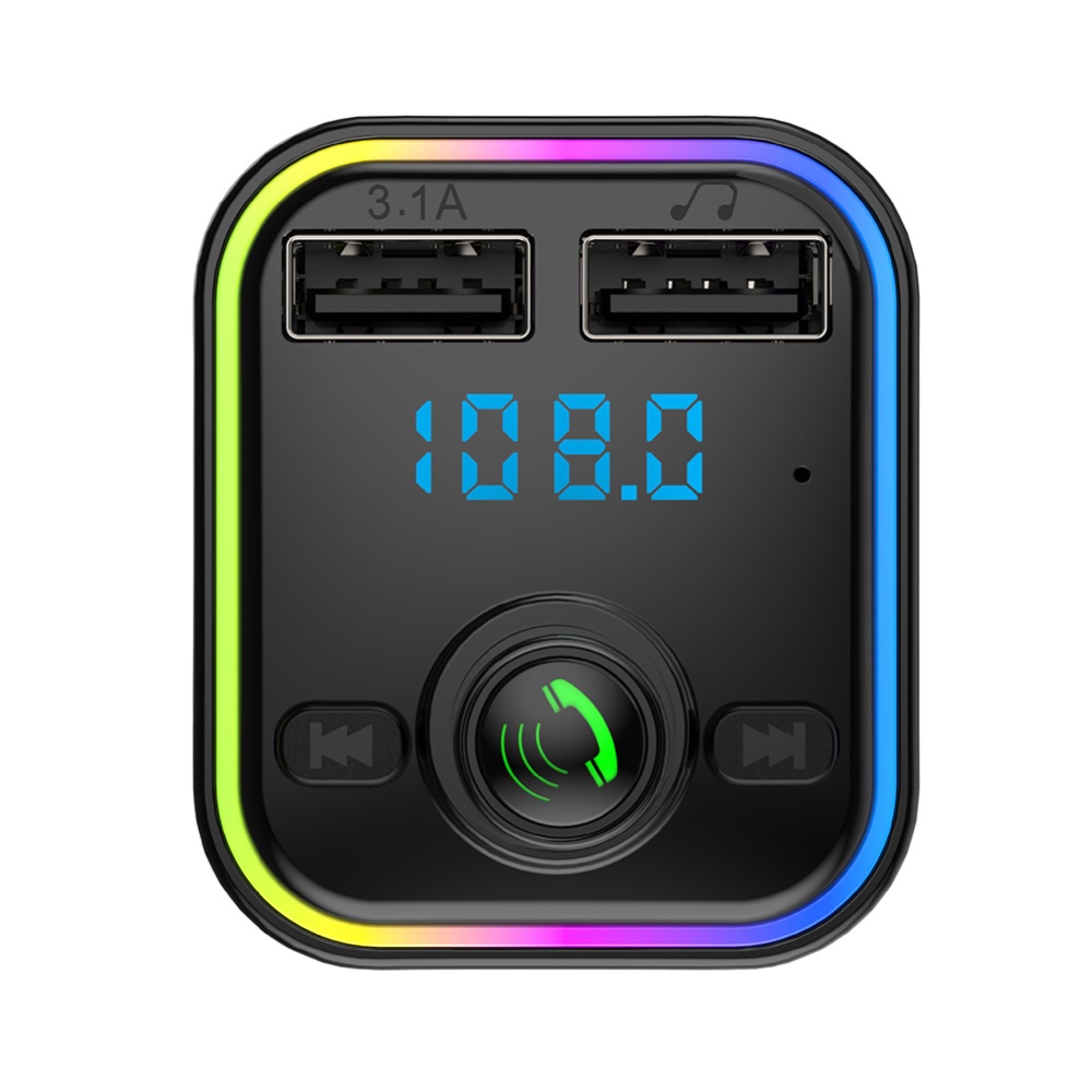 Car Bluetooth-compatible Fm Transmitter Dual Usb Charger Voltage Display Wireless Adapter black - Image 3