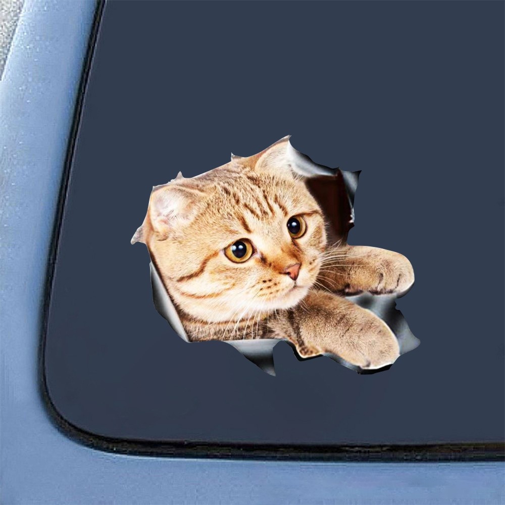 Funny Car Sticker Body Dog Cat Puppy Scratch Paint Subsidies Cartoon Simulation Door Decal Orange #1 15*24cm - Image 2