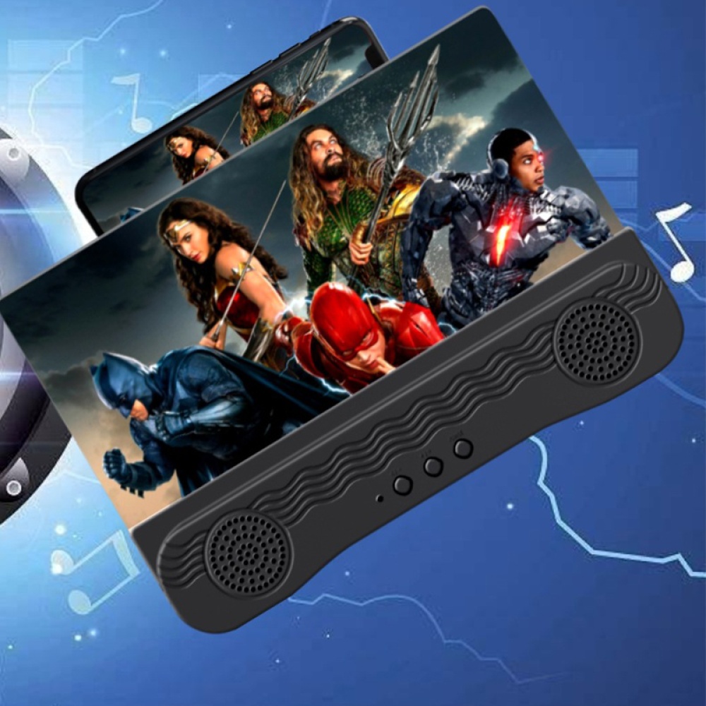 Screen Amplifier 6D High-definition Dual Speakers Bluetooth-compatible Audio Mobile Phone Black - Image 3