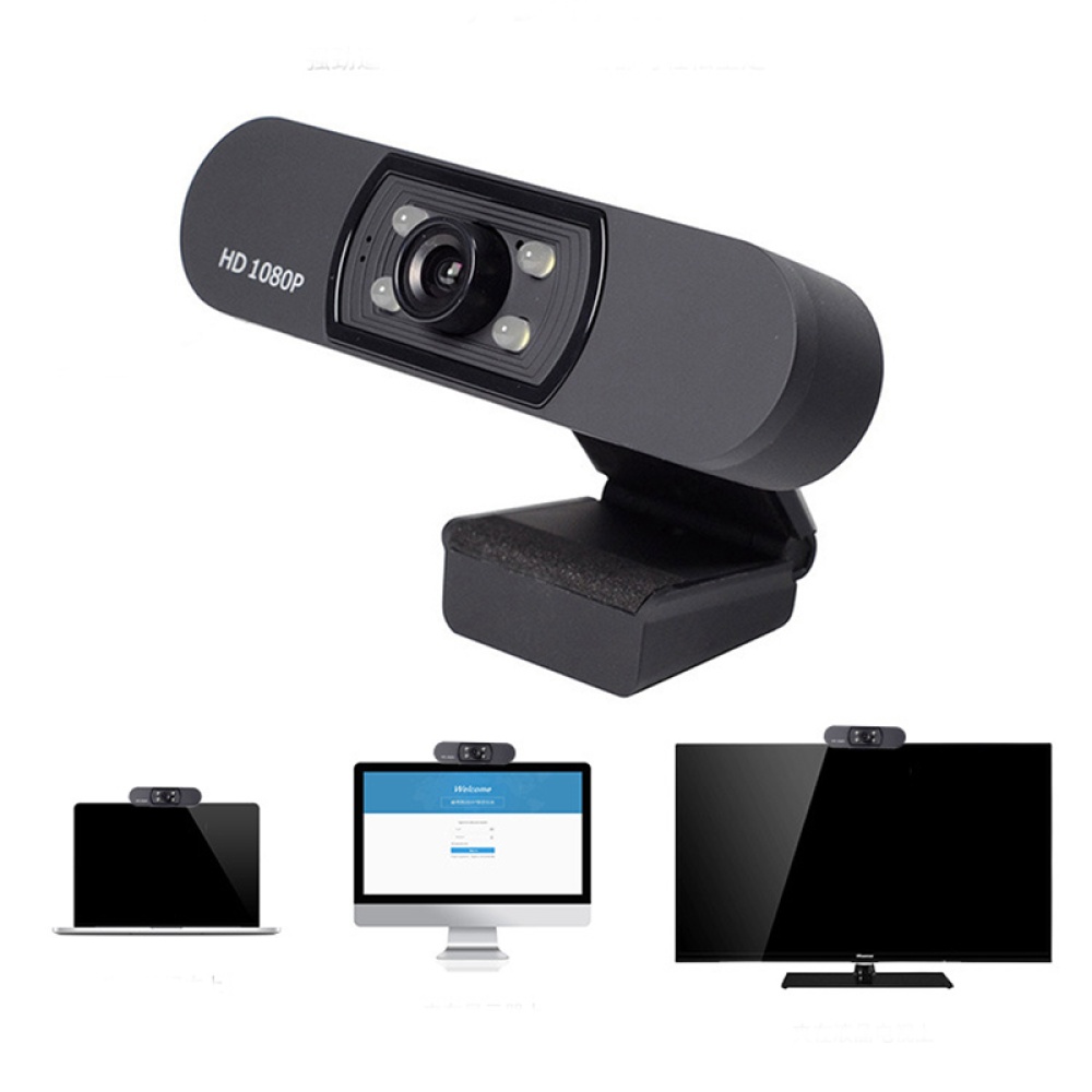 1080P Night Vision Webcam HD Web Camera with Built-in Microphone for Laptop Desktop black - Image 3