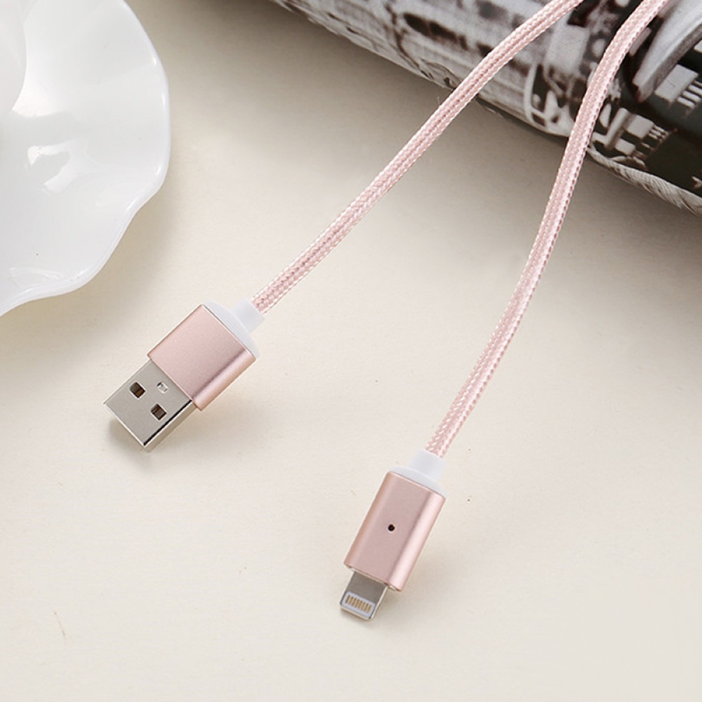 Magnetic Cable 2.4A USB Type C Data Charger 1M Nylon Metal Fast Charging Magnet For Samsung Xiaomi Huawei Android Mobile Phone Rose gold - Image 3