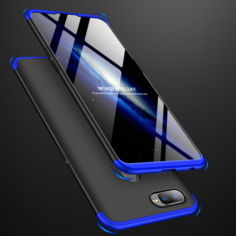 For OPPO F9/F9 Pro 3 in 1 360 Degree Non-slip Shockproof Full Protective Case blue black - Image 3