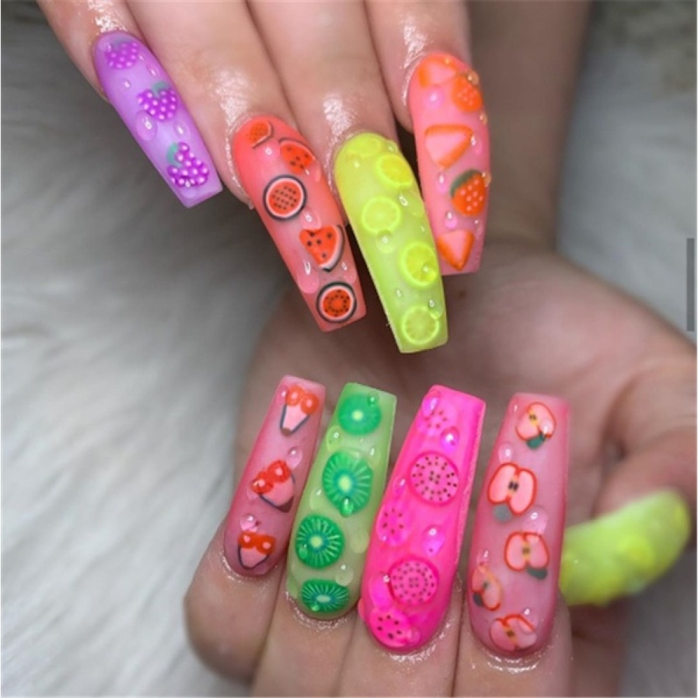 1000 Pcs 3D Fruit Pastry Tiny Slices Polymer Clay DIY Beauty Nail Stickers Decorations pieces / bag - Image 3