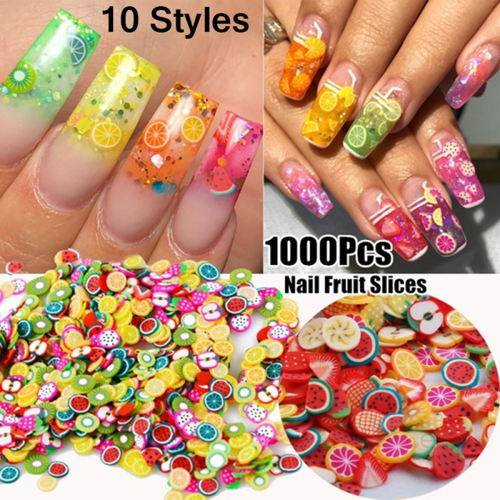 1000 Pcs 3D Fruit Pastry Tiny Slices Polymer Clay DIY Beauty Nail Stickers Decorations pieces / bag - Image 2