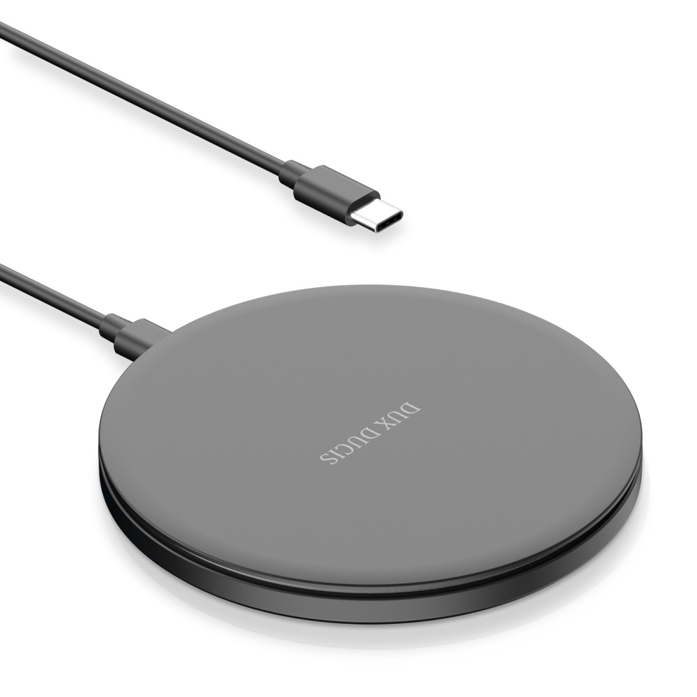 15w Smart Wireless Charger Thin Round Desktop Pad For Iphone Earphone black - Image 3