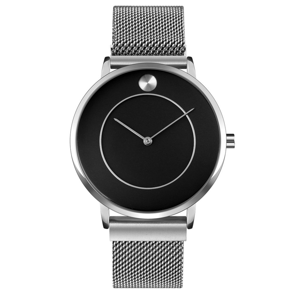 SKMEI Magnetic Buckle Quartz Wrist Watch Fashion Waterproof No-scale No Second Hand With Stainless Steel Band Silver case Black dial - Image 3