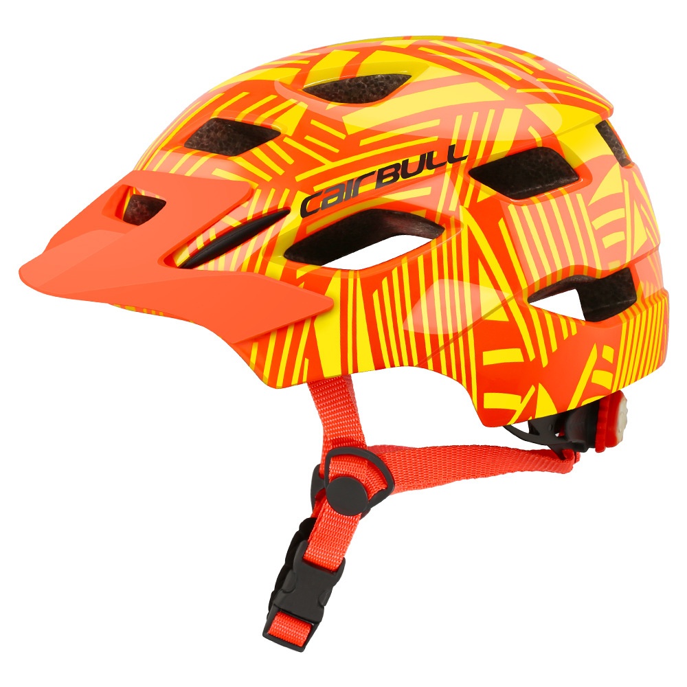 Children Protective Helmet Mountain Road Bike Wheel Balance Scooter Safety with Tail Light Orange_S-M (50-57CM) - Image 3