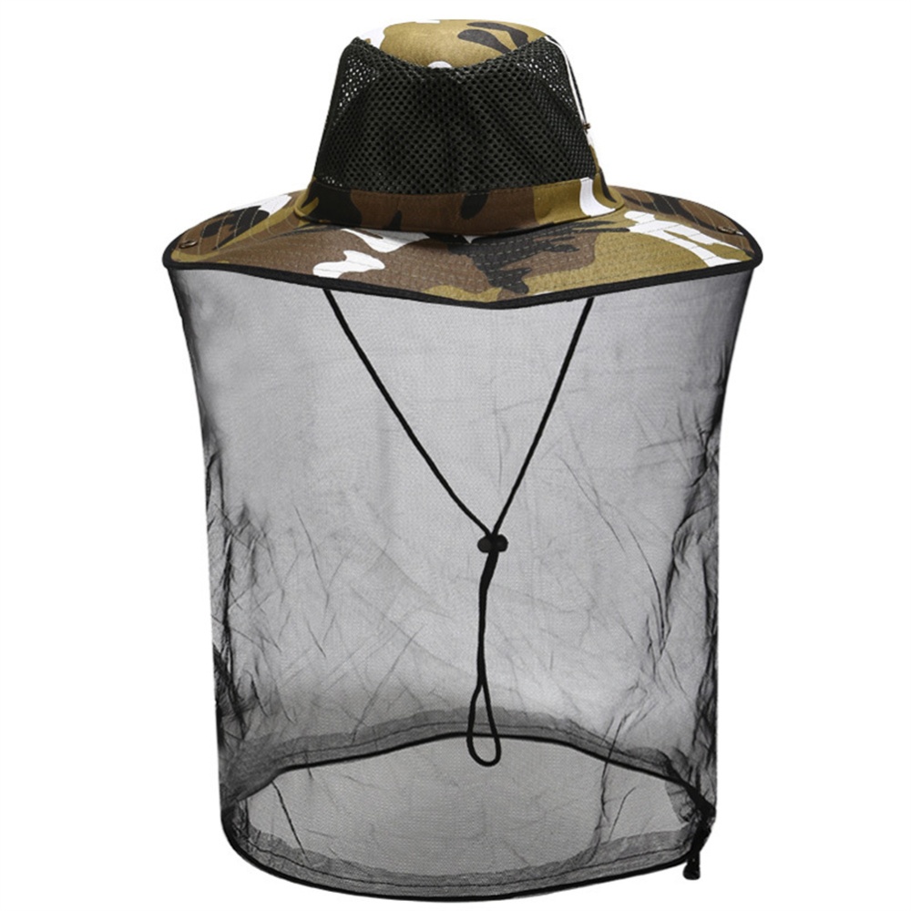 Sunscreen Hat With Mesh For Outdoor Activities Anti Mosquito Bee Head Cover Net 1#Camouflage_M（56-58cm） - Image 3