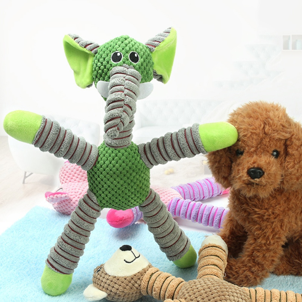 Pet Soft Plush Toy Animals Shape Bite-resistant Sound Squeaky Toys Interactive Supplies For Teeth Cleaning brown bear - Image 3