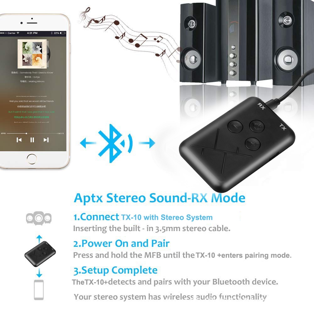 Bluetooth Audio Transmitter No Need for Driver Transmit and Receive Adapter 2-in-1 3.5mm Black - Image 3