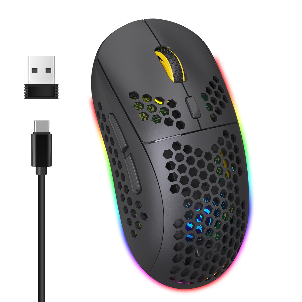 2.4g Wireless Mouse Rgb Luminous Gaming Type-c Rechargeable black - Image 3