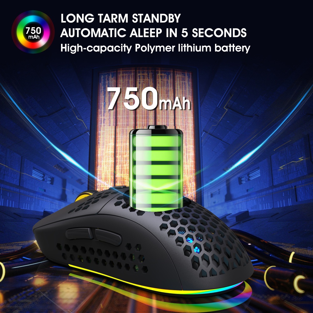 2.4g Wireless Mouse Rgb Luminous Gaming Type-c Rechargeable black - Image 2